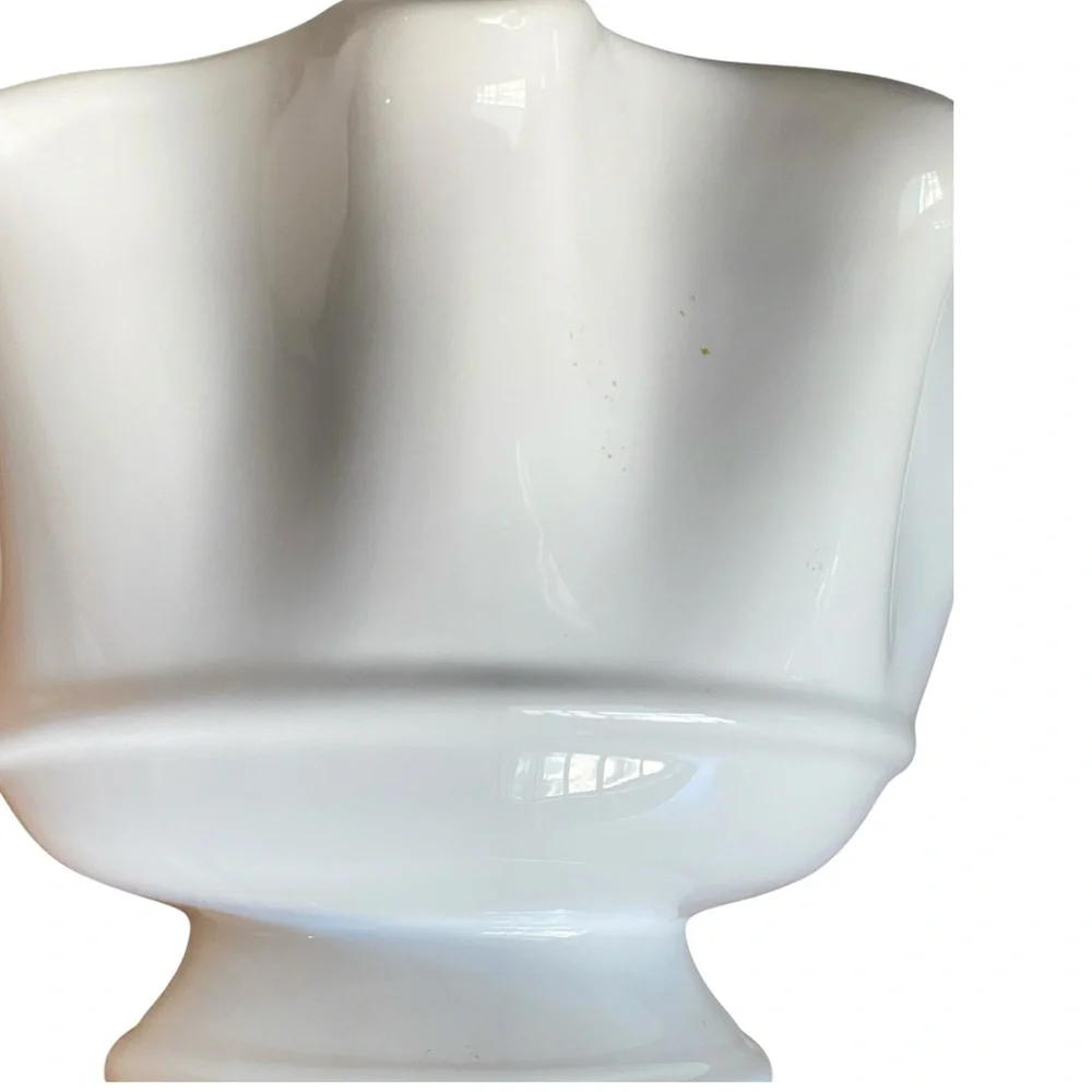 Vintage Pier 1 Imports White Ruffled Pedestal Bowl